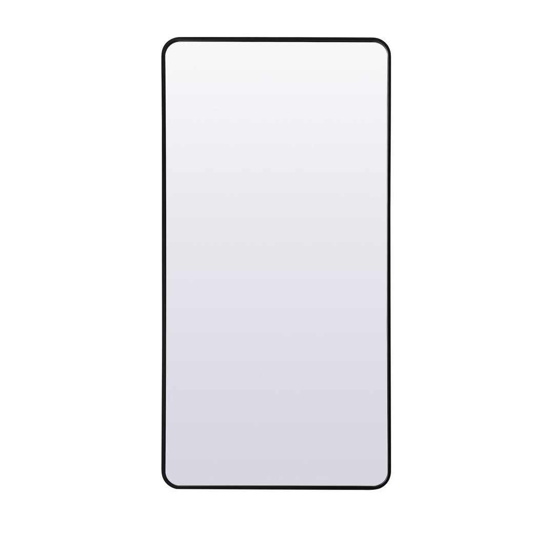 Soft Corner Metal Rectangle Full Length Mirror 30X60 Inch In Black by Elegant Decor