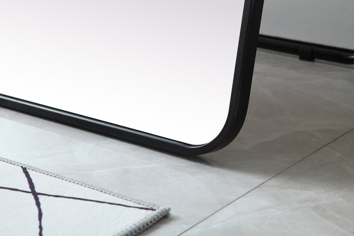 Soft Corner Metal Rectangle Full Length Mirror 30X60 Inch In Black