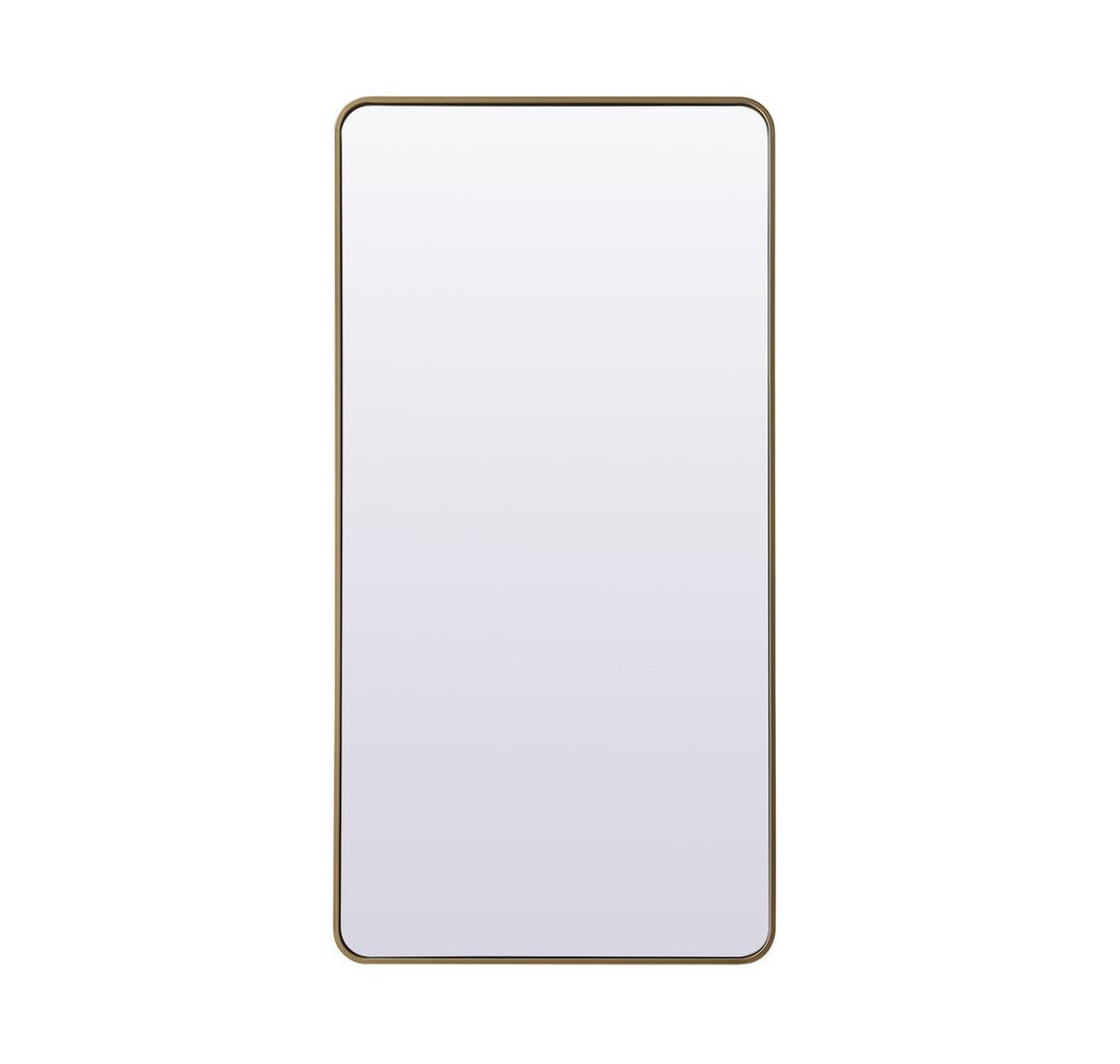 Soft Corner Metal Rectangle Full Length Mirror 30X60 Inch In Brass by Elegant Decor