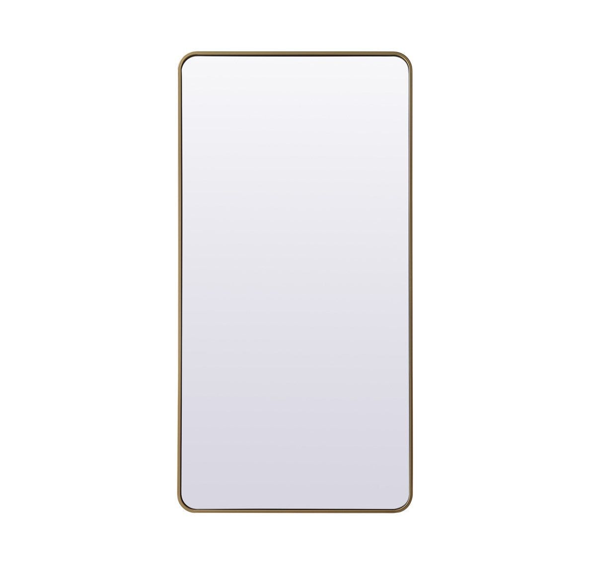 Soft Corner Metal Rectangle Full Length Mirror 30X60 Inch In Brass by Elegant Decor