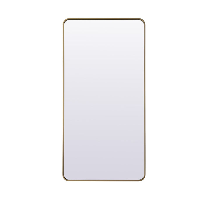 Soft Corner Metal Rectangle Full Length Mirror 30X60 Inch In Brass by Elegant Decor