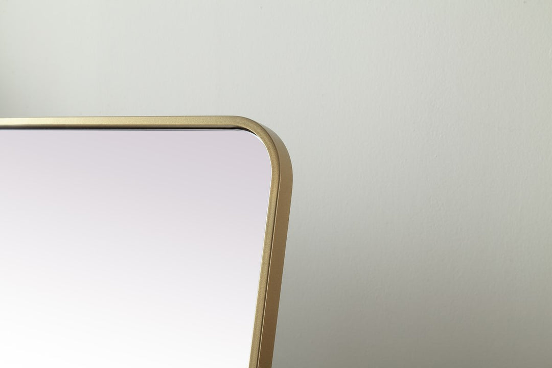 Soft Corner Metal Rectangle Full Length Mirror 30X60 Inch In Brass