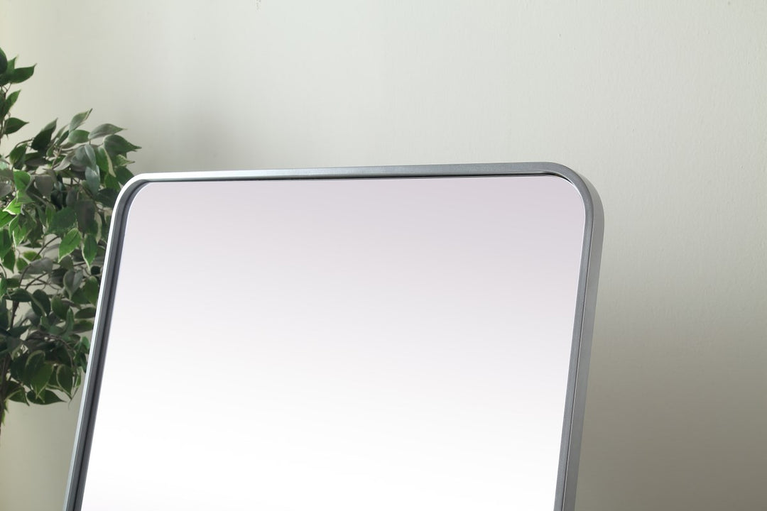 Soft Corner Metal Rectangle Full Length Mirror 30X60 Inch In Silver
