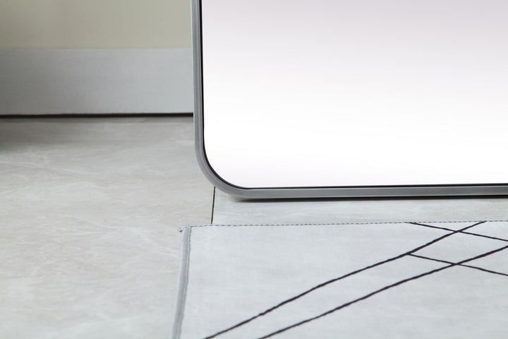 Soft Corner Metal Rectangle Full Length Mirror 30X60 Inch In Silver