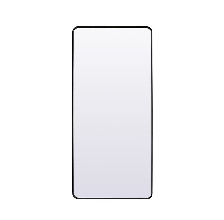 Soft Corner Metal Rectangle Full Length Mirror 32X72 Inch In Black by Elegant Decor
