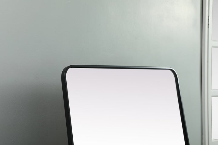 Soft Corner Metal Rectangle Full Length Mirror 32X72 Inch In Black