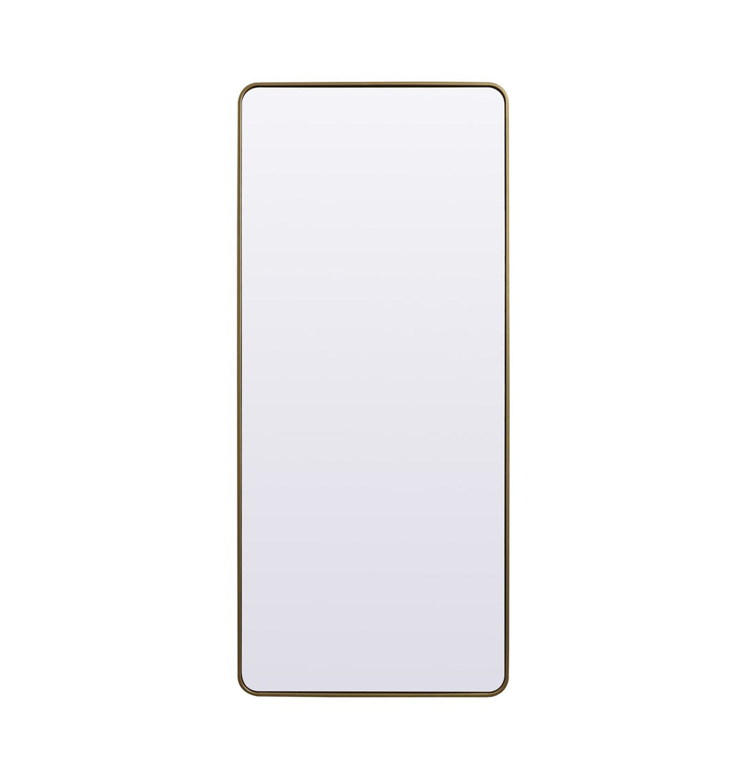 Soft Corner Metal Rectangle Full Length Mirror 32X72 Inch In Brass by Elegant Decor