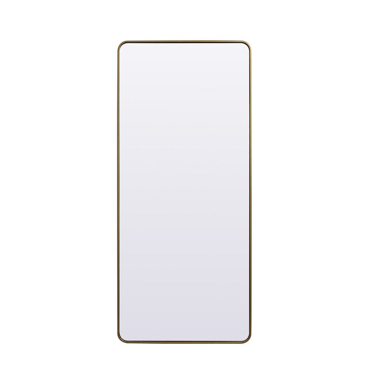 Soft Corner Metal Rectangle Full Length Mirror 32X72 Inch In Brass by Elegant Decor