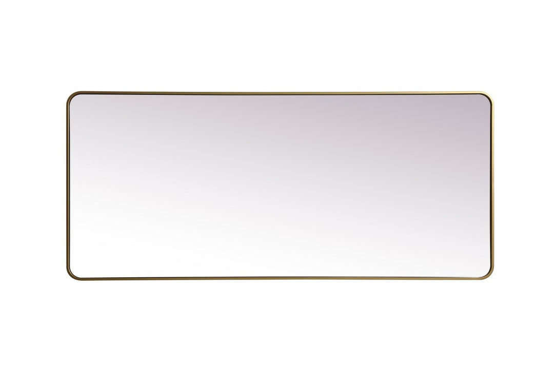 Soft Corner Metal Rectangle Full Length Mirror 32X72 Inch In Brass