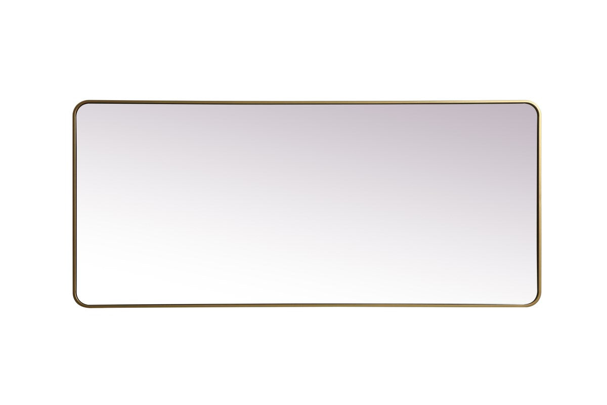 Soft Corner Metal Rectangle Full Length Mirror 32X72 Inch In Brass