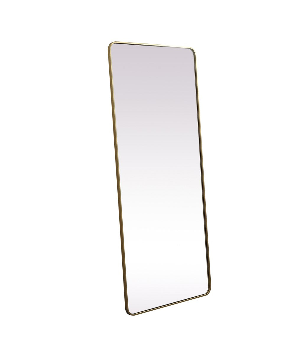 Soft Corner Metal Rectangle Full Length Mirror 32X72 Inch In Brass