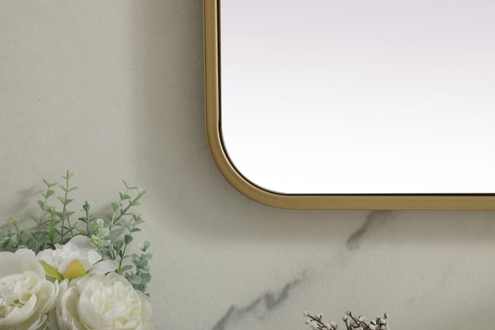 Soft Corner Metal Rectangle Full Length Mirror 32X72 Inch In Brass