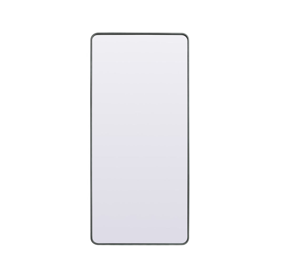 Soft Corner Metal Rectangle Full Length Mirror 32X72 Inch In Silver by Elegant Decor