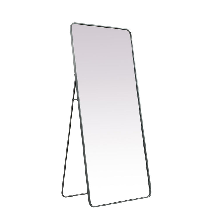 Soft Corner Metal Rectangle Full Length Mirror 32X72 Inch In Silver