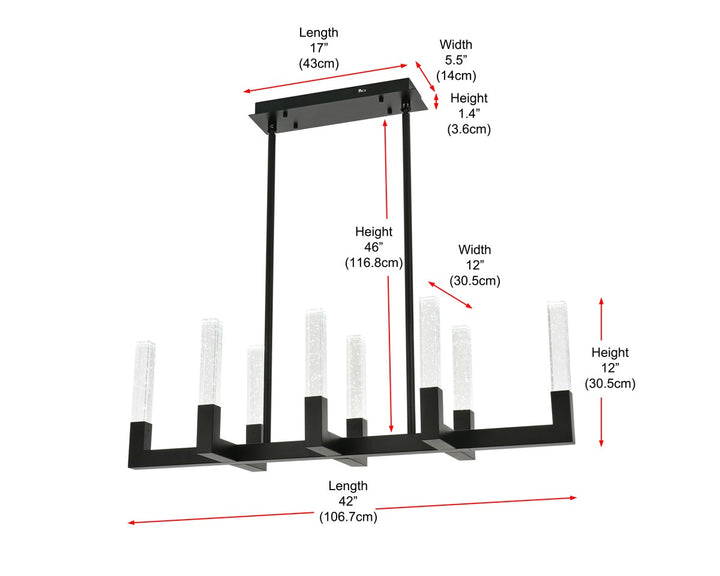42 Inch Adjustable Led Pendant In Black