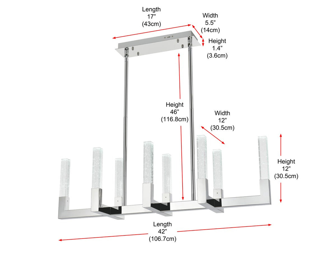 42 Inch Adjustable Led Pendant In Chrome