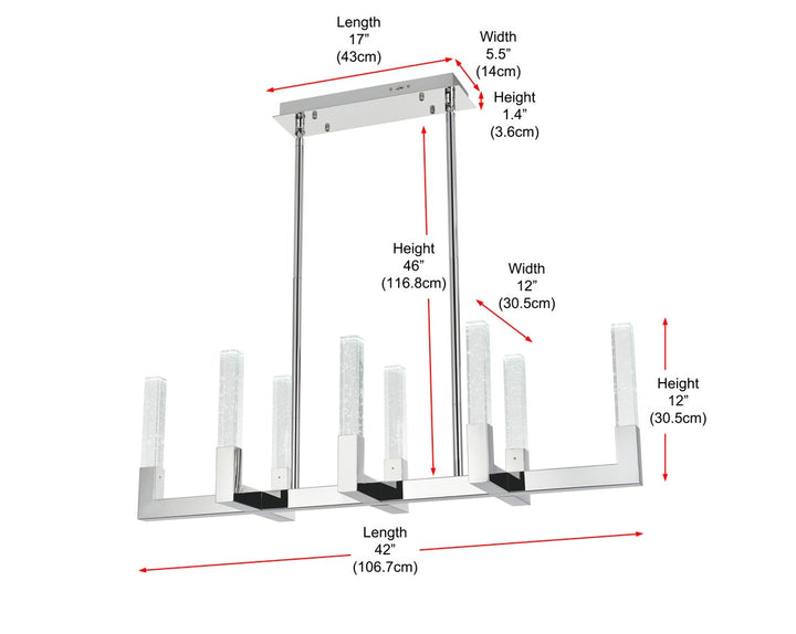 42 Inch Adjustable Led Pendant In Chrome