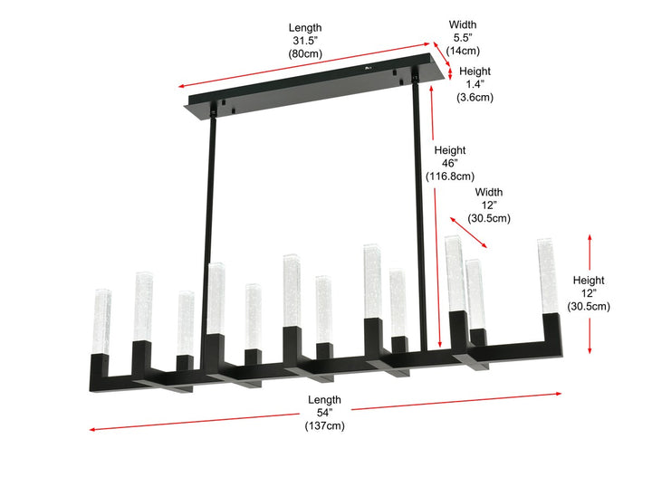 54 Inch Adjustable Led Pendant In Black