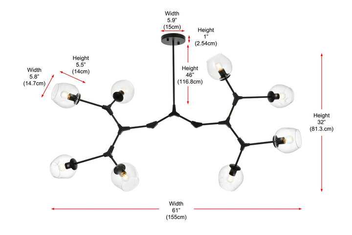 61 Inch Chandelier In Black