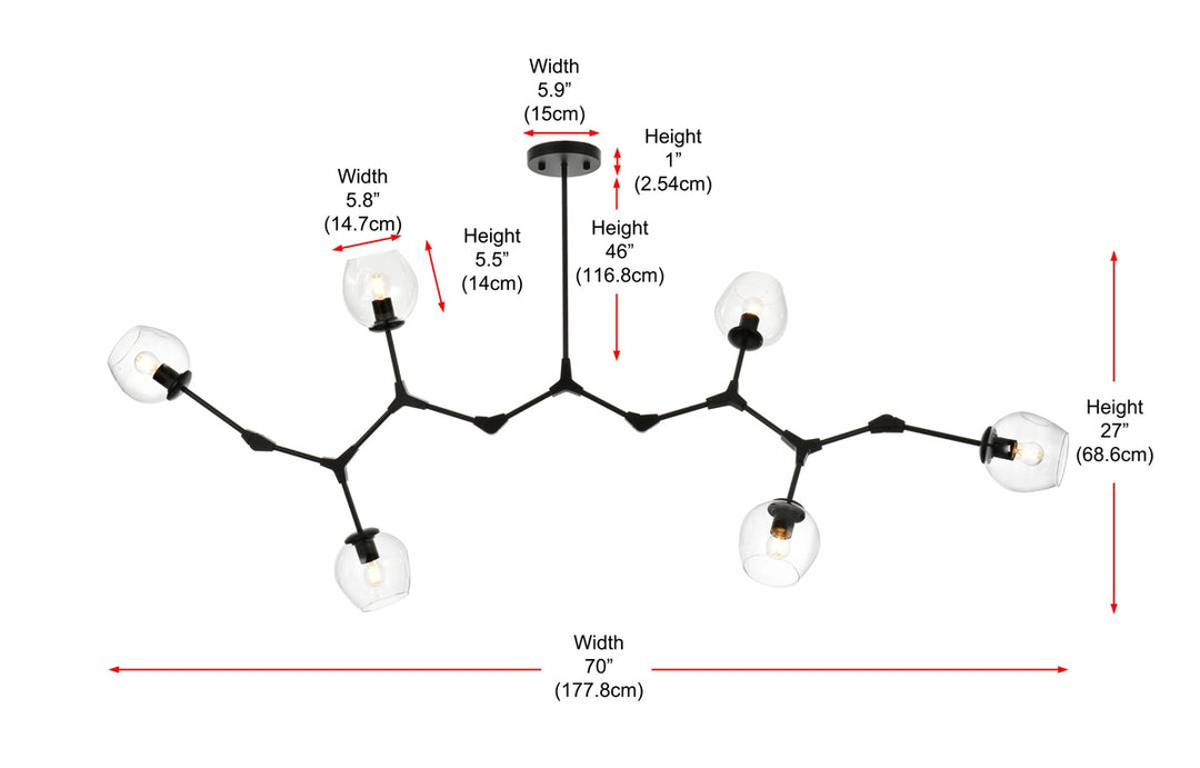 70 Inch Chandelier In Black