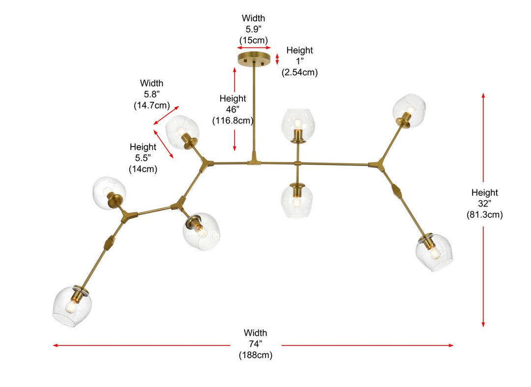 74 Inch Chandelier In Brass