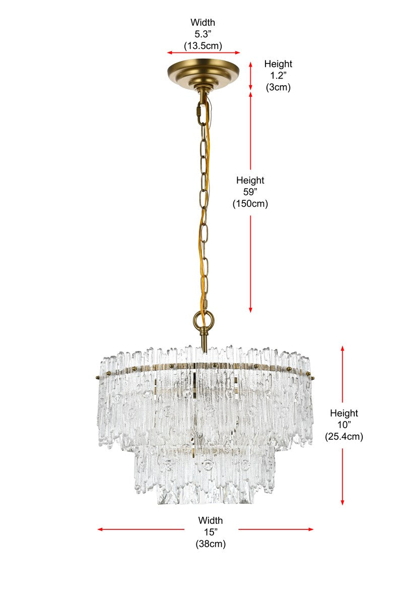 15 Inch Pendant Light In Satin Gold