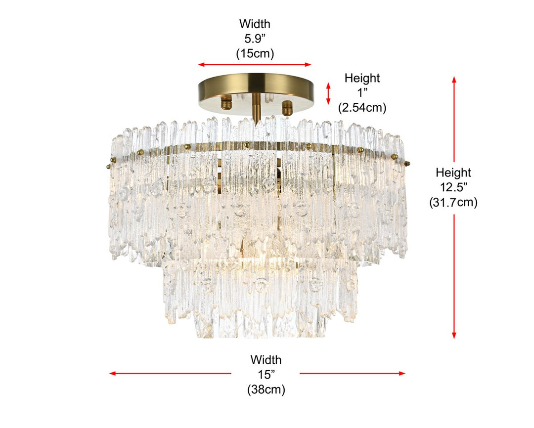15 inch Flush Mount Light  in Satin Gold