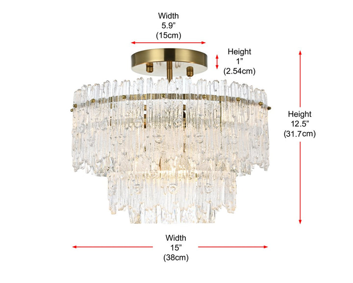 15 inch Flush Mount Light  in Satin Gold