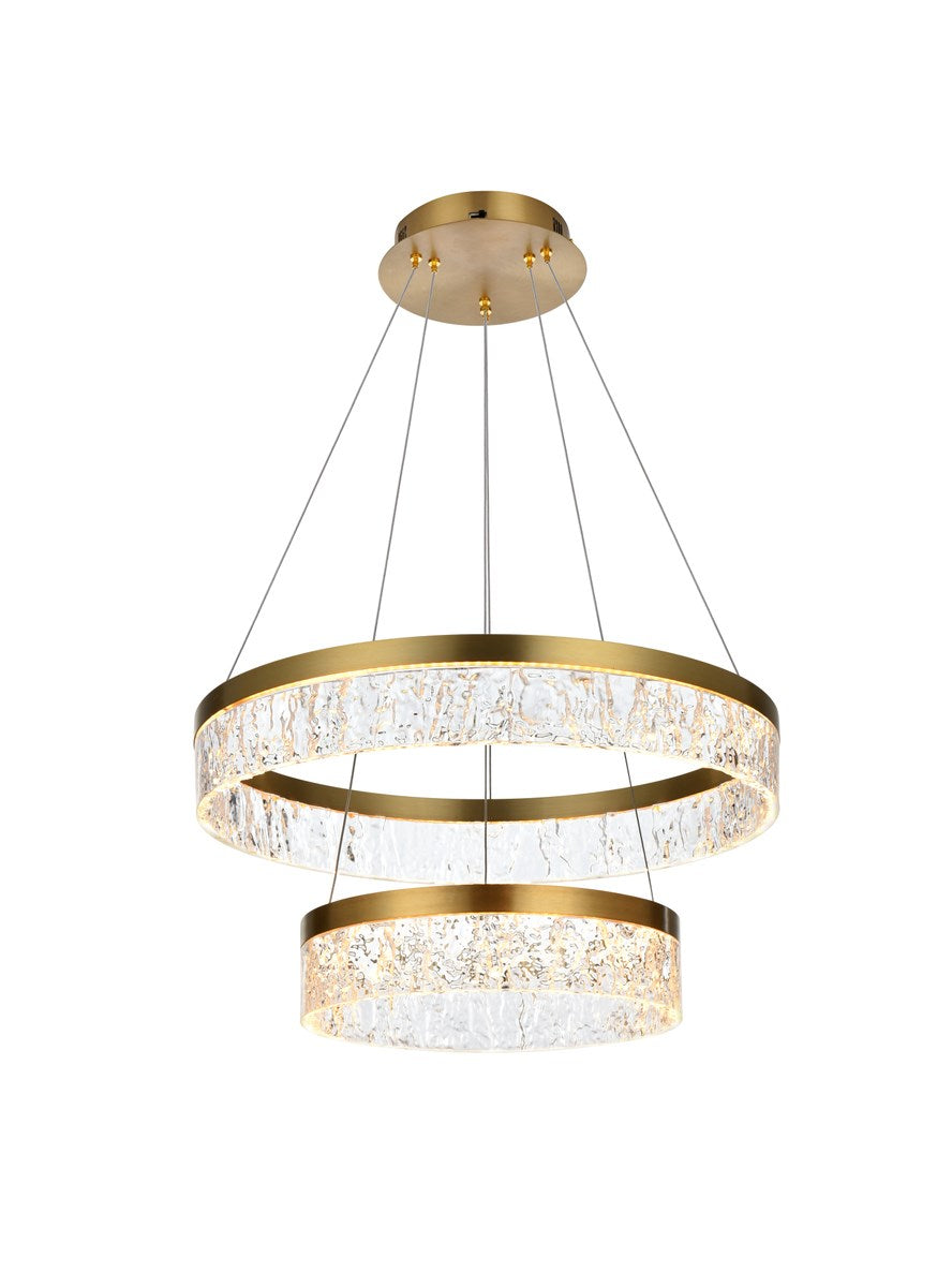 22 Inch Adjustable Led Chandelier In Satin Gold by Elegant Lighting