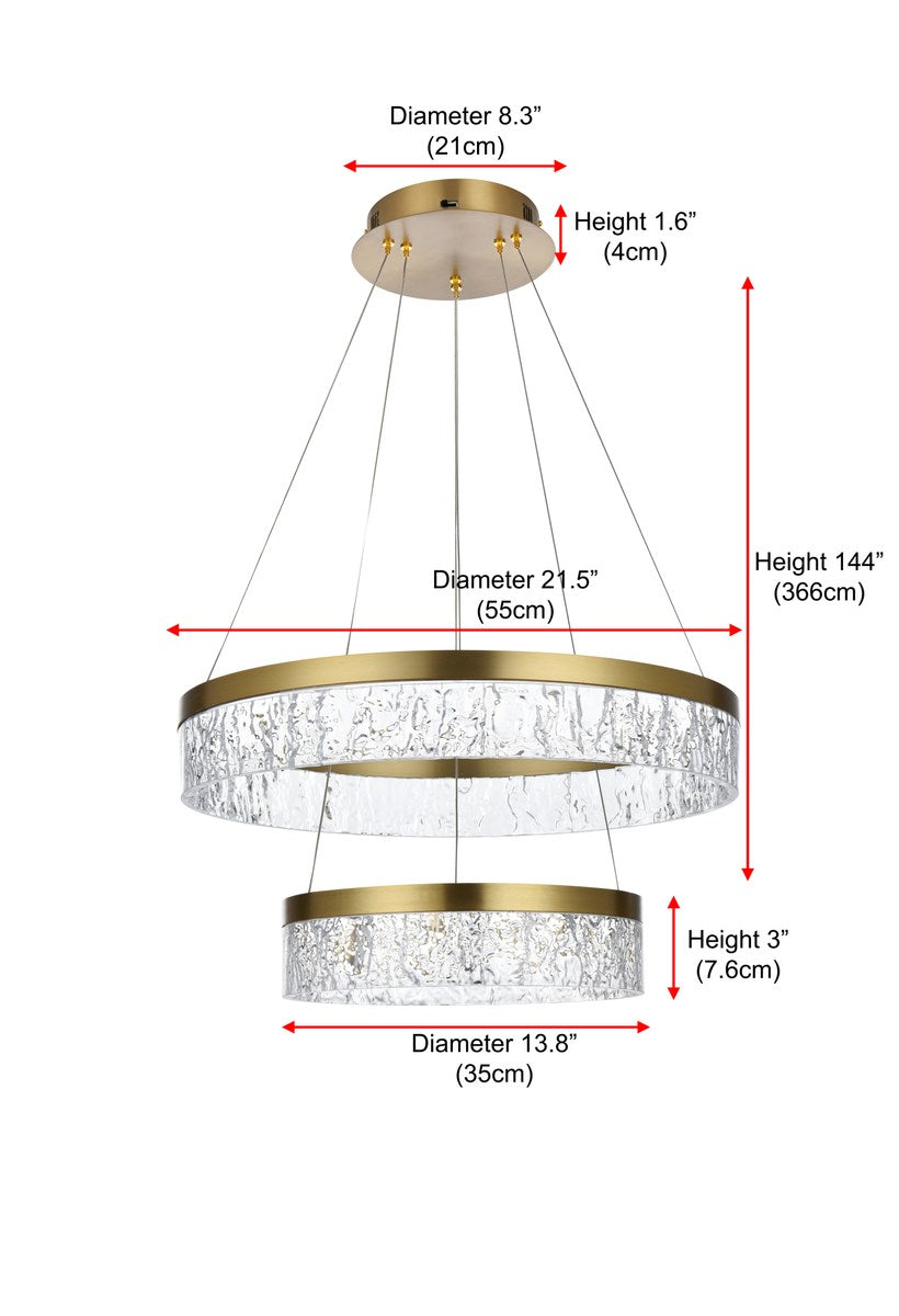 22 Inch Adjustable Led Chandelier In Satin Gold