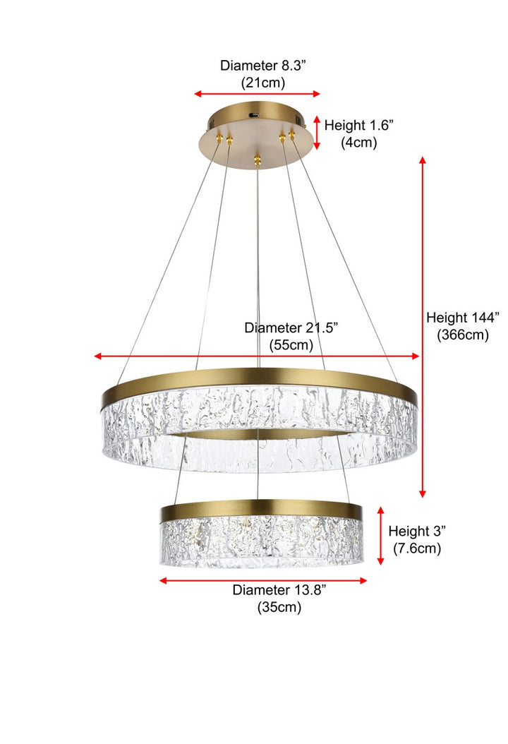 22 Inch Adjustable Led Chandelier In Satin Gold