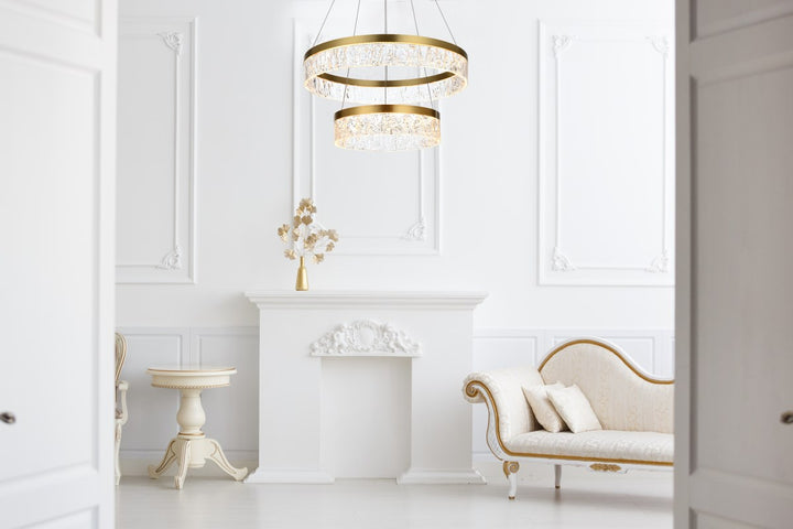 22 Inch Adjustable Led Chandelier In Satin Gold