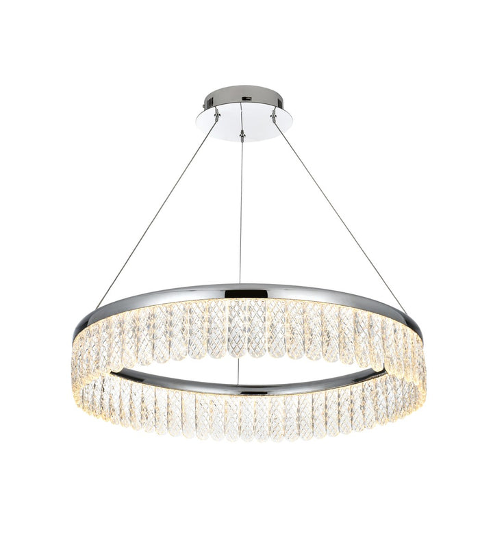 24 Inch Adjustable Led Chandelier In Chrome by Elegant Lighting