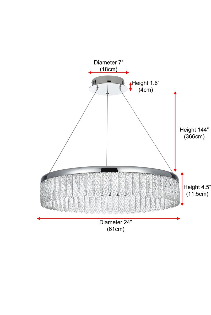 24 Inch Adjustable Led Chandelier In Chrome