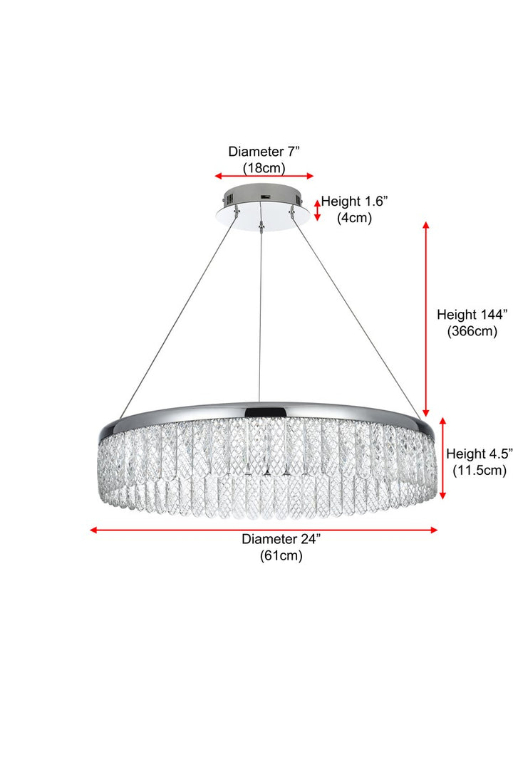 24 Inch Adjustable Led Chandelier In Chrome