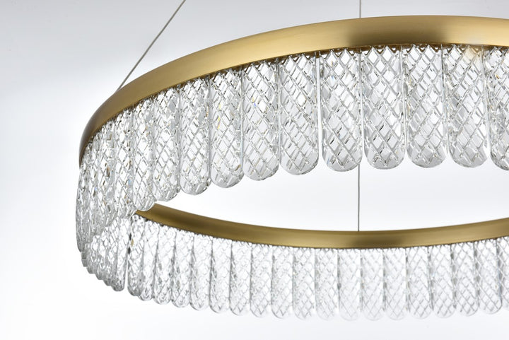 24 Inch Adjustable Led Chandelier In Satin Gold