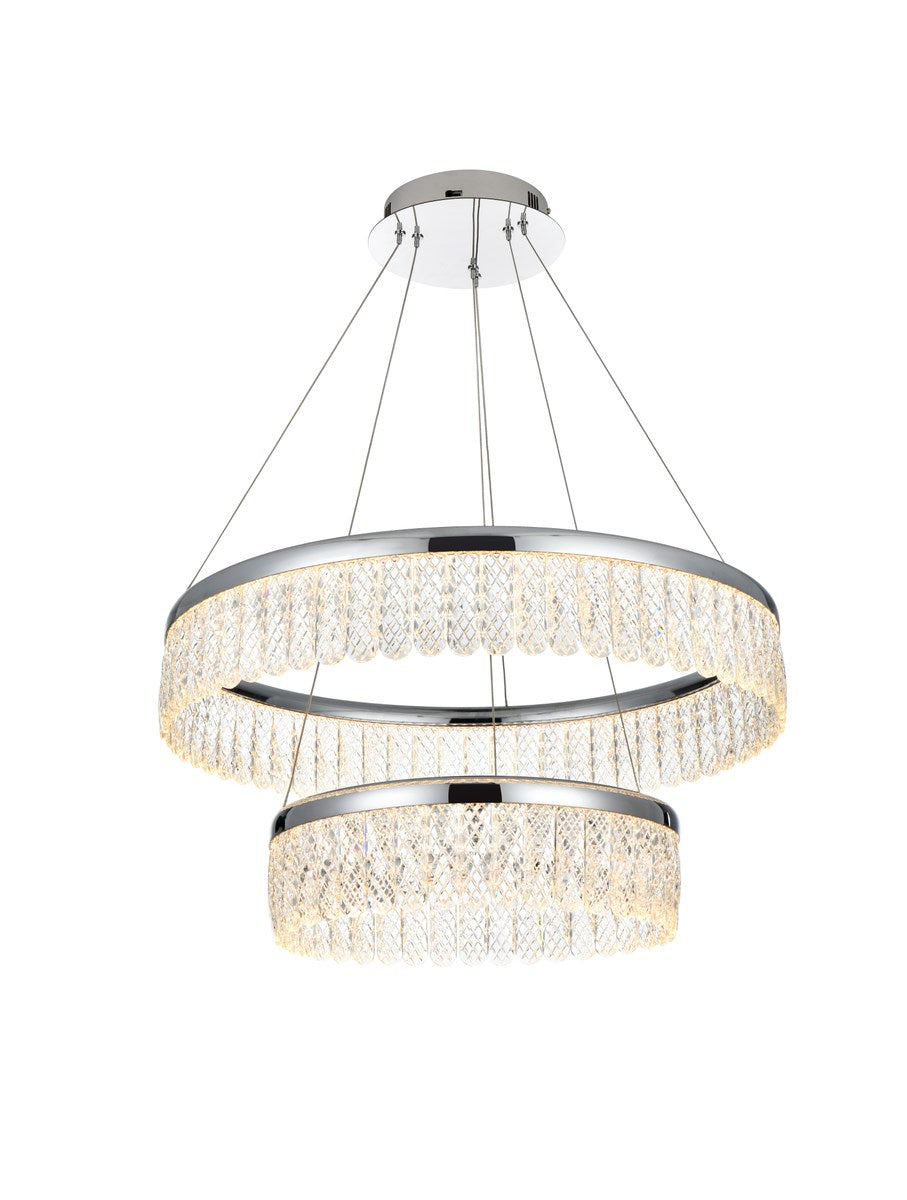24 Inch Adjustable Led Chandelier In Chrome by Elegant Lighting