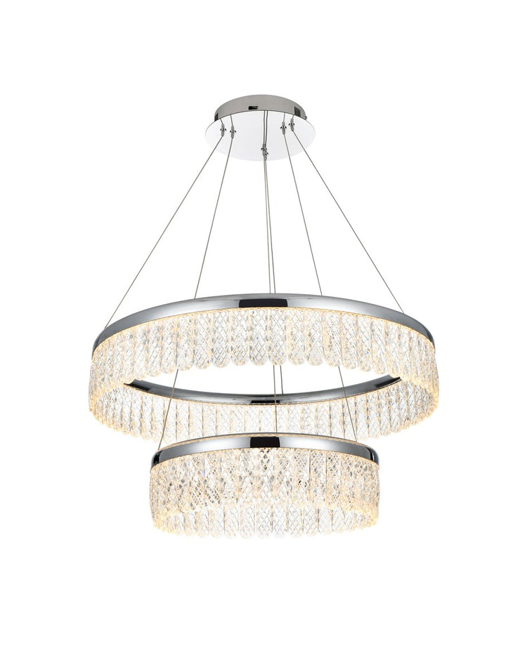 24 Inch Adjustable Led Chandelier In Chrome by Elegant Lighting