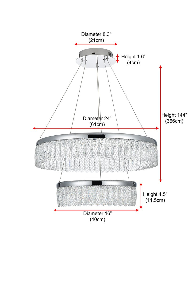 24 Inch Adjustable Led Chandelier In Chrome