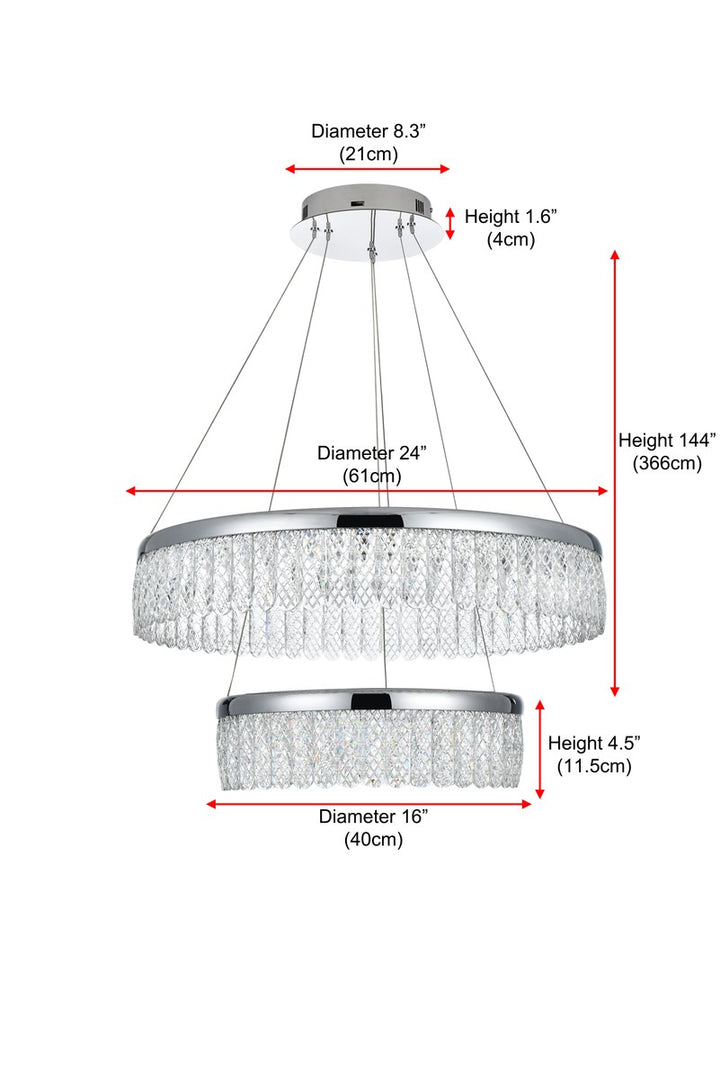 24 Inch Adjustable Led Chandelier In Chrome