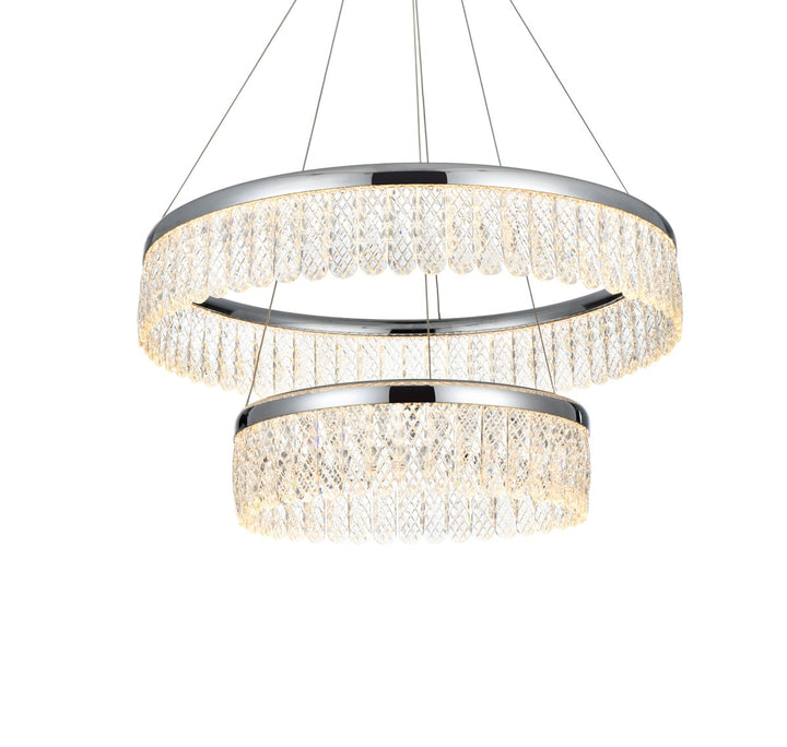 24 Inch Adjustable Led Chandelier In Chrome