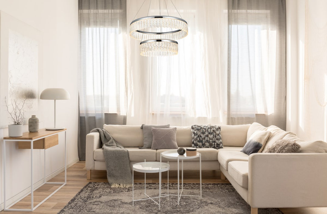 24 Inch Adjustable Led Chandelier In Chrome