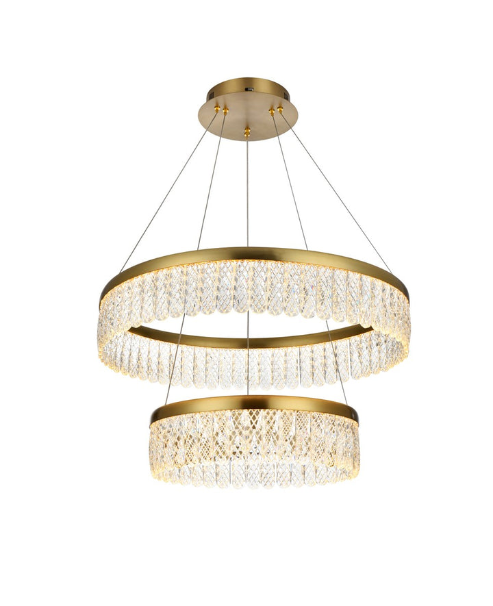 24 Inch Adjustable Led Chandelier In Satin Gold by Elegant Lighting