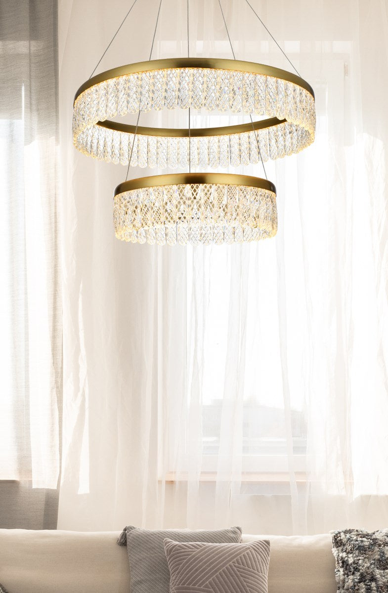 24 Inch Adjustable Led Chandelier In Satin Gold