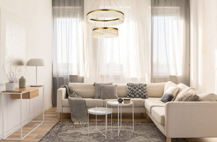 24 Inch Adjustable Led Chandelier In Satin Gold