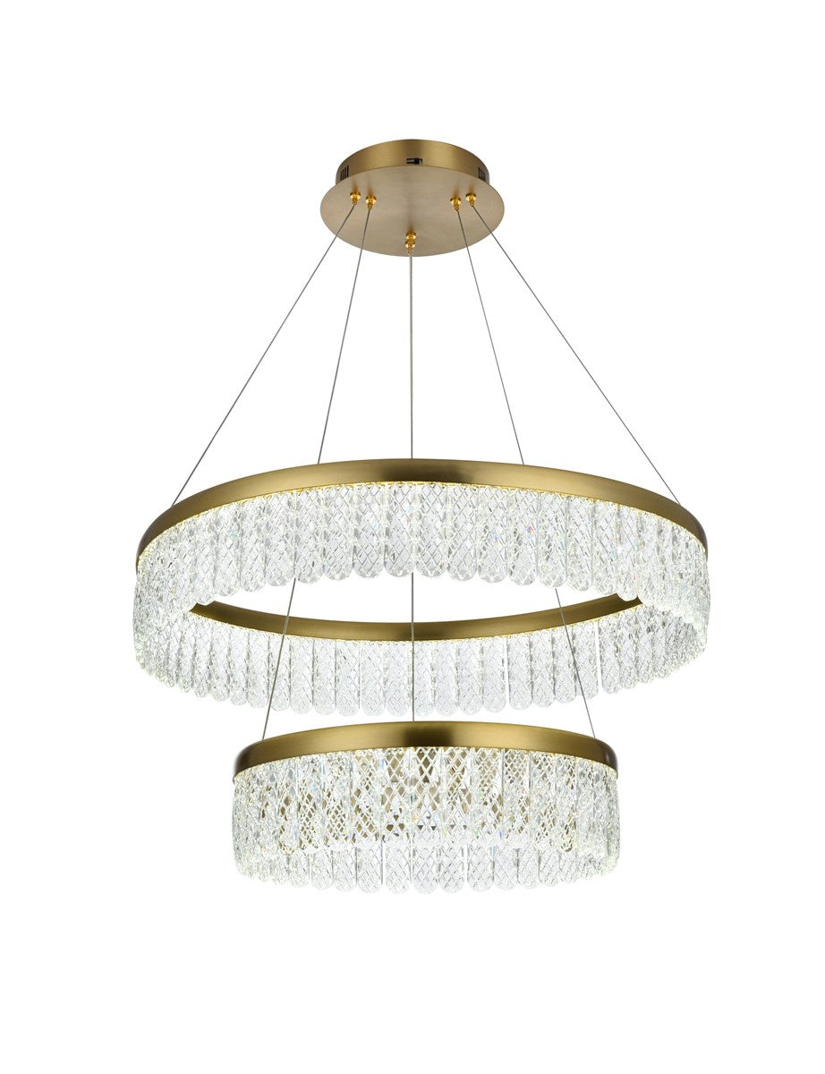 24 Inch Adjustable Led Chandelier In Satin Gold