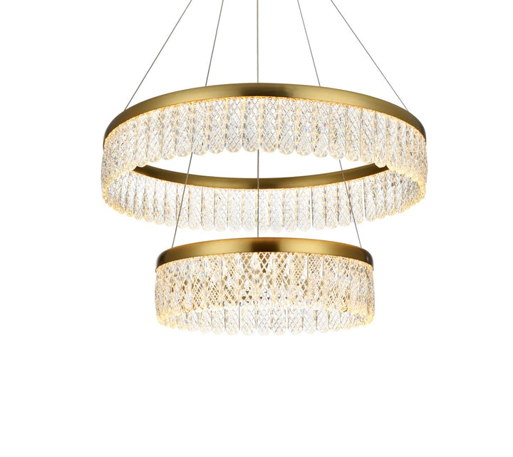 24 Inch Adjustable Led Chandelier In Satin Gold