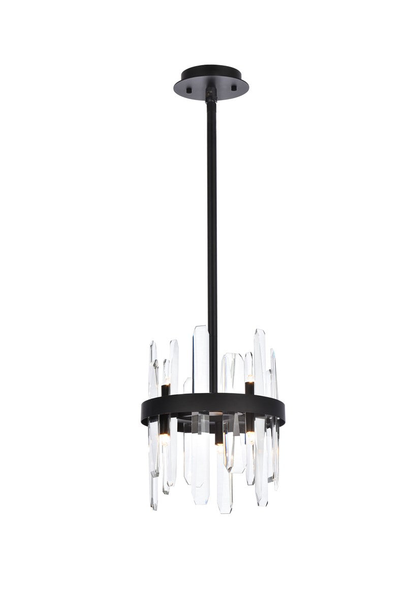10 Inch Crystal Round Pendant In Black by Elegant Lighting