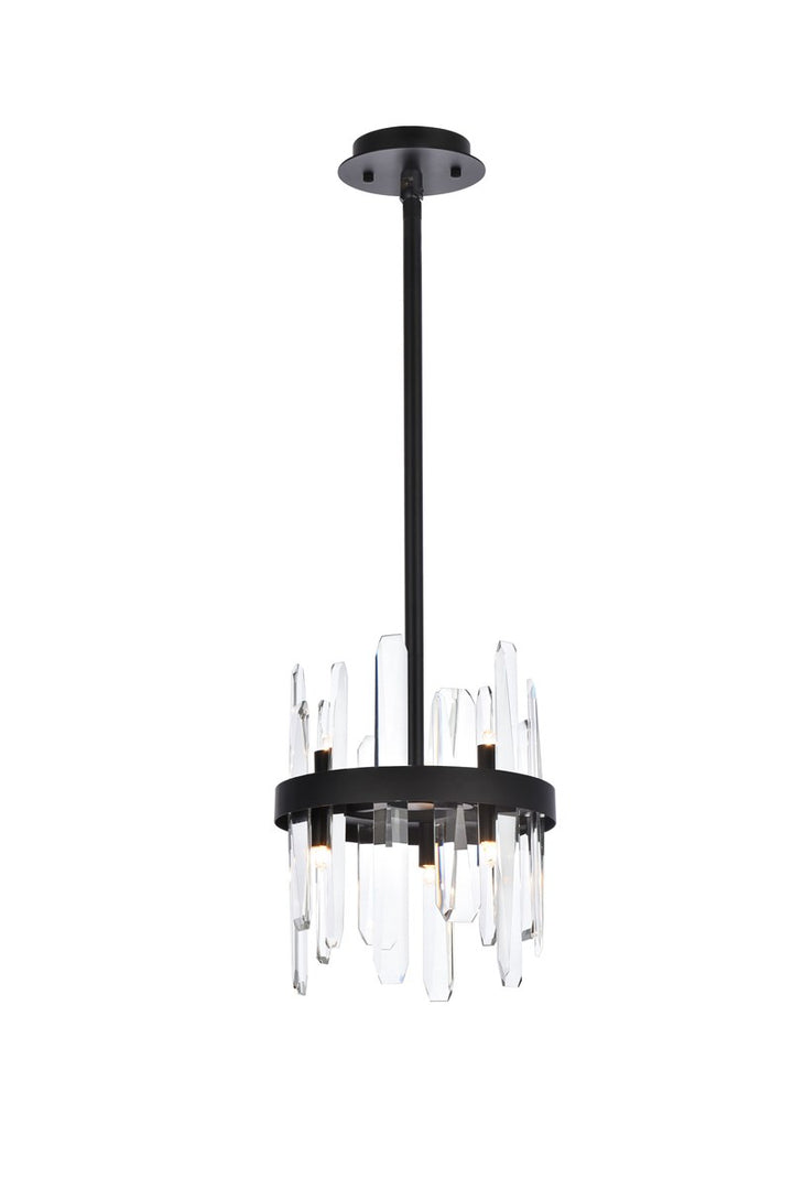 10 Inch Crystal Round Pendant In Black by Elegant Lighting