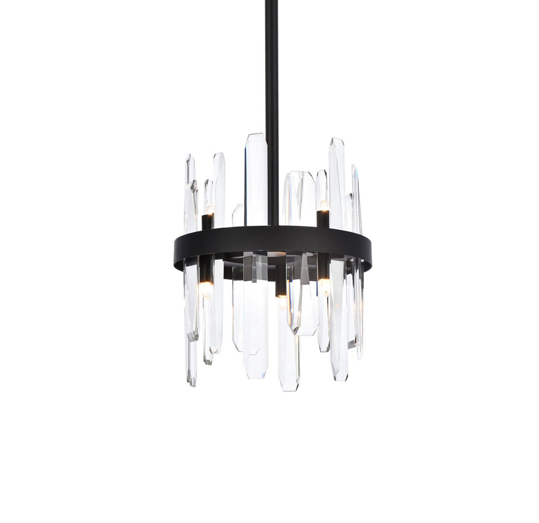 10 Inch Crystal Round Pendant In Black